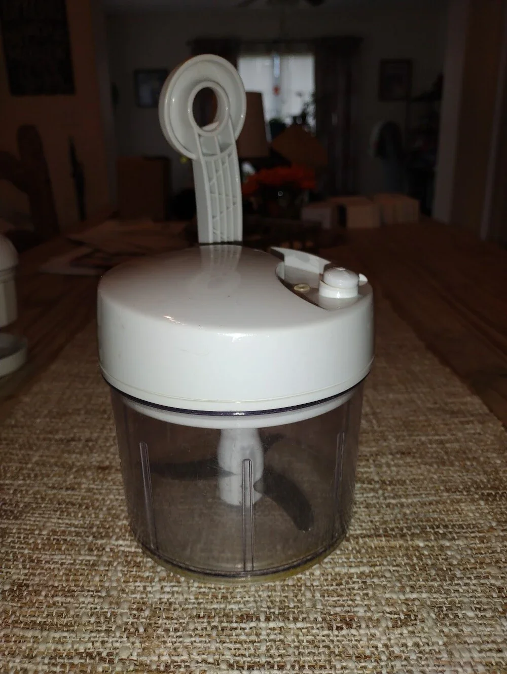 Pampered Chef White Manual Food Chopper - Compact Kitchen Storage & Prep Tool